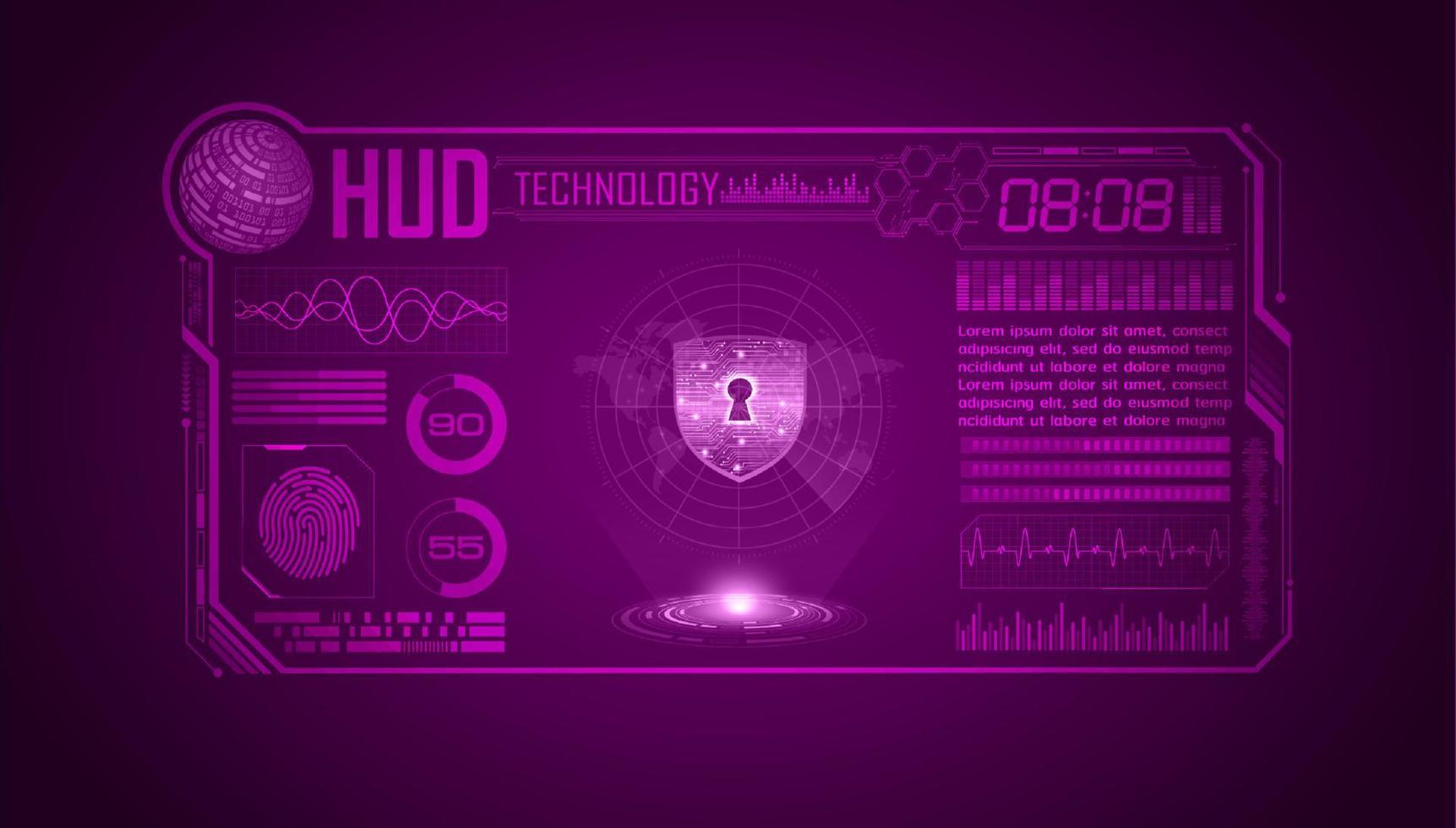 fundo de tela de tecnologia hud moderna com cadeado vetor