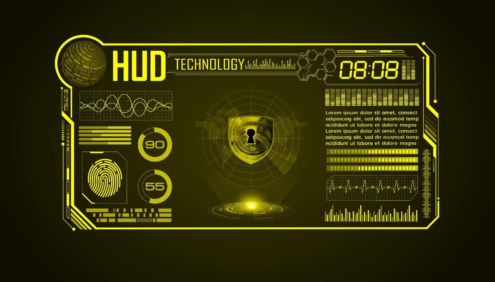 fundo de tela de tecnologia hud moderna com cadeado vetor