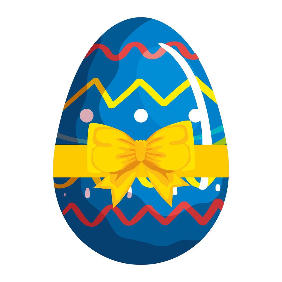 ovo fofo de Páscoa decorado com linhas geométricas e laço de fita vetor