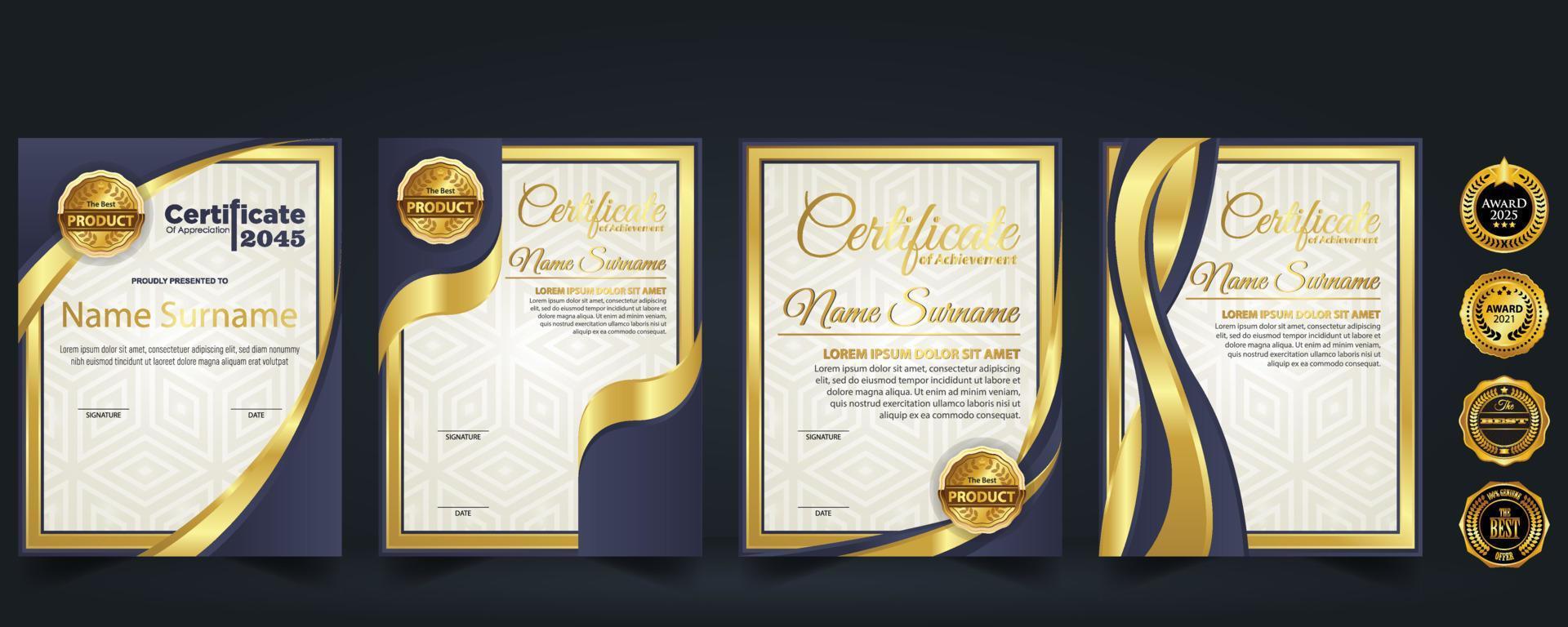 conceito de layout de certificado de design moderno. simples, elegante e luxuoso, design moderno e elegante, fundo de diploma, design de modelo de certificado de prêmio vetorial vetor