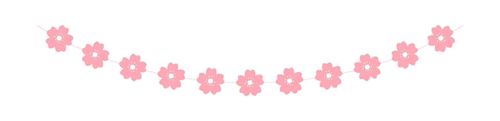 guirlanda de flor de cerejeira, lindos elementos de design de primavera de bandeiras florais vetor
