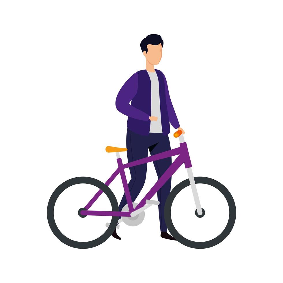 jovem com ícone de personagem de avatar de bicicleta vetor