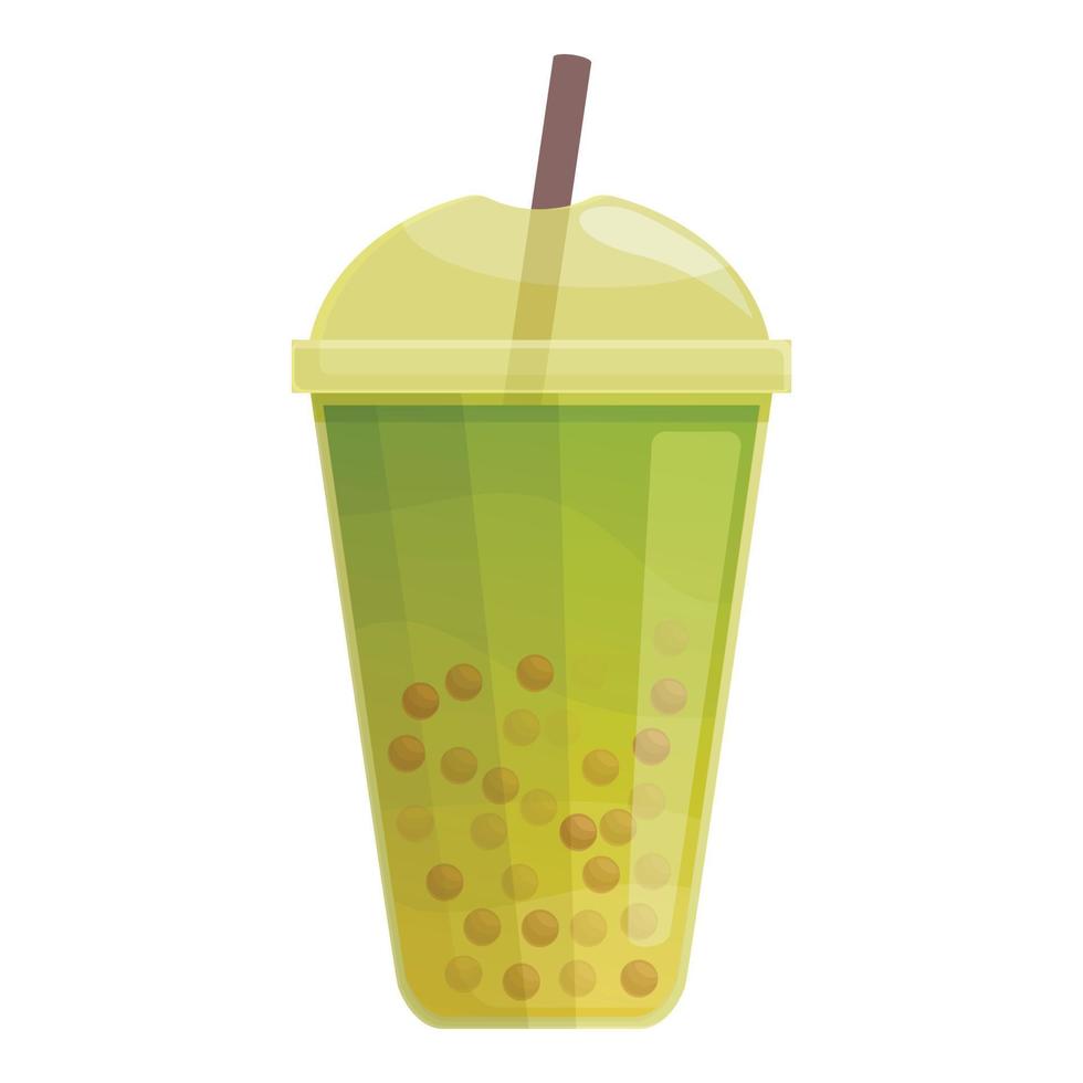 vetor de desenhos animados de ícone de chá de bolha de kiwi. copo de bebida