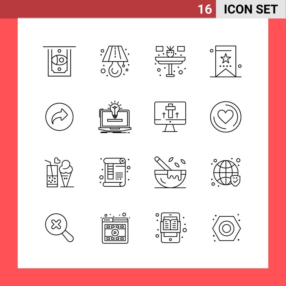 16 símbolos de contorno de estilo de linha de pacote de ícones em sinais simples de fundo branco para design geral de fundo de vetor de ícone preto criativo