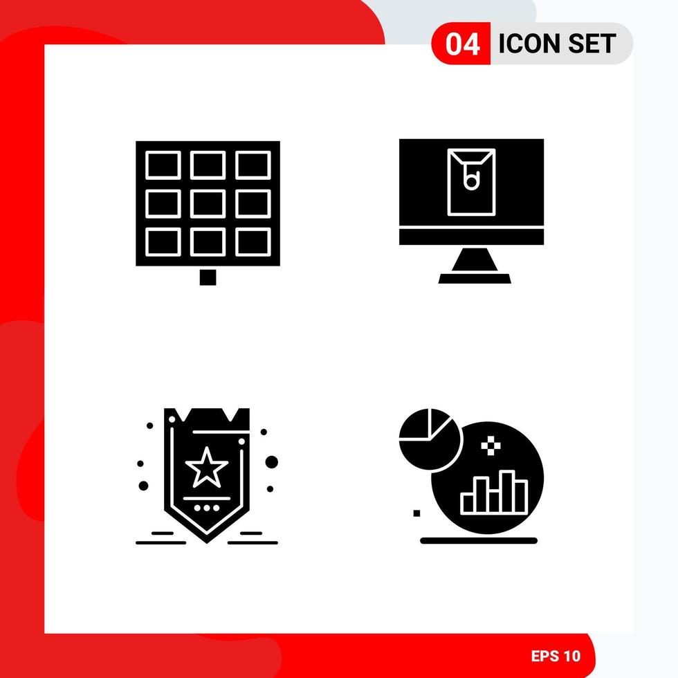 conjunto criativo de 4 ícones de glifos universais isolados em fundo branco fundo de vetor de ícone preto criativo