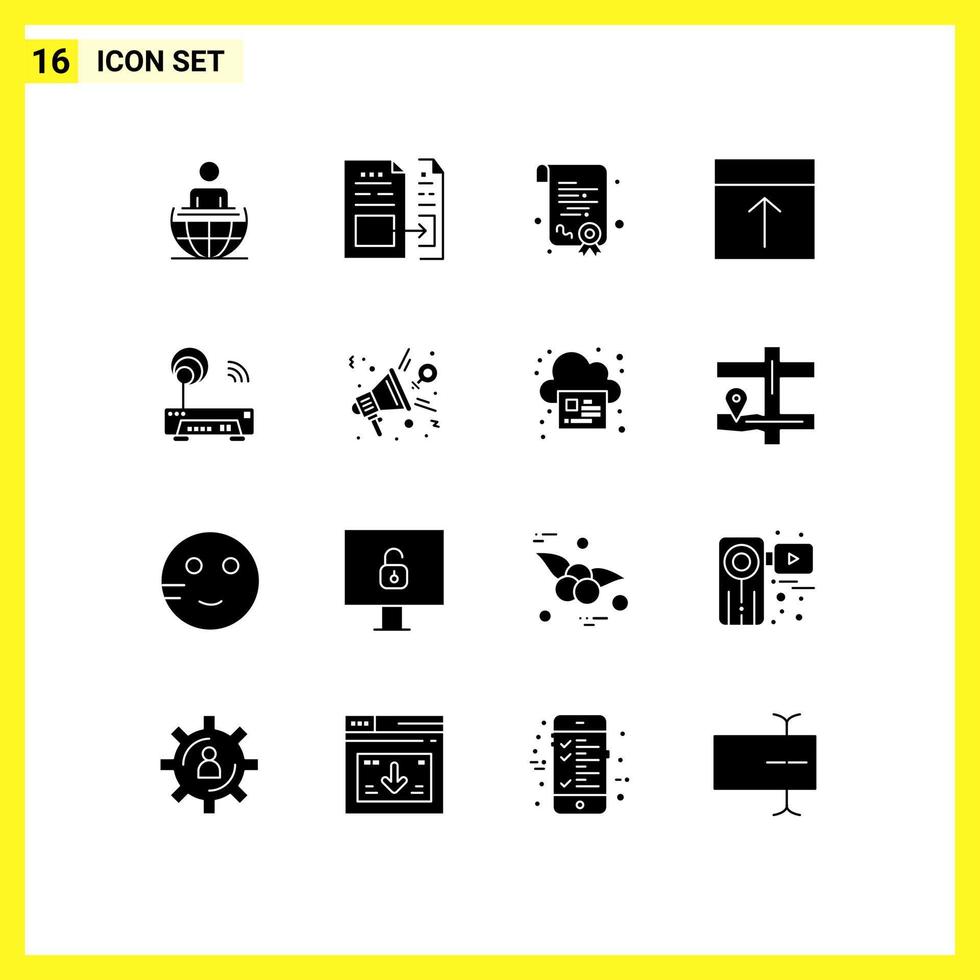 conjunto de 16 pacotes de glifos sólidos comerciais para interface de fatura de layout de dispositivo organizar elementos de design de vetores editáveis
