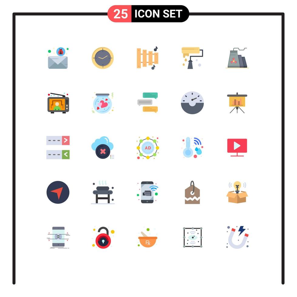 pacote de interface do usuário de 25 cores planas básicas de máquina de rolo de construção pincel de pintura elementos de design vetorial editáveis vetor