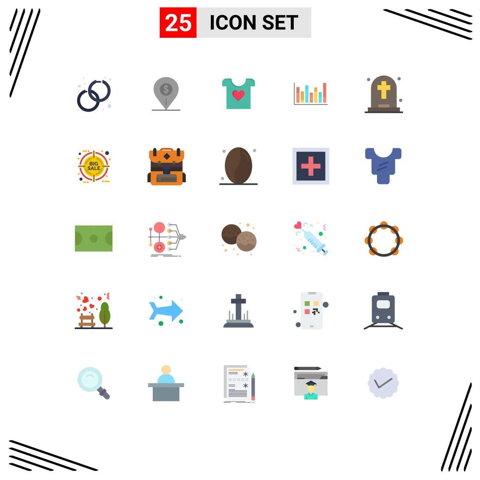 25 ícones criativos sinais modernos e símbolos de elementos de design de vetores editáveis de gráfico de banco de linha descendente