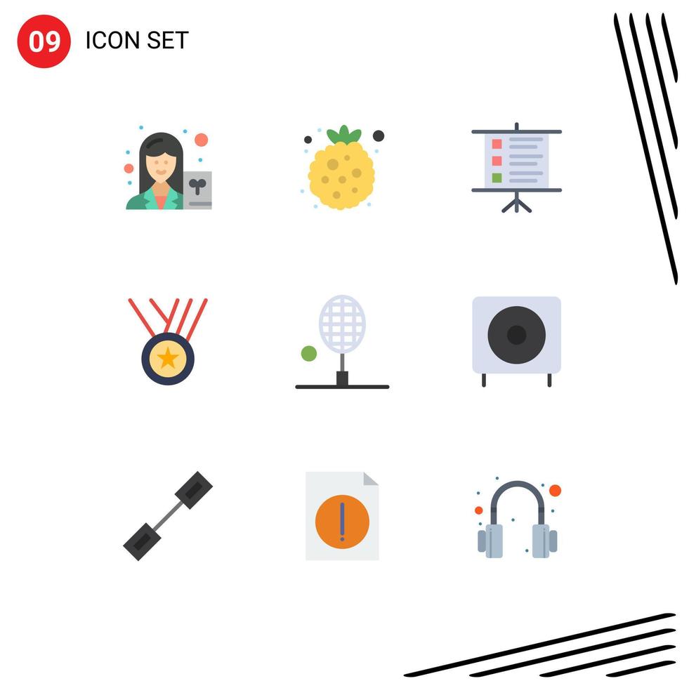 9 ícones criativos sinais modernos e símbolos de medalhas de fita de negócios de badminton de tênis de mesa editáveis elementos de design vetorial vetor