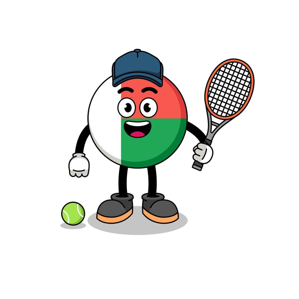 ilustração da bandeira de madagascar como jogador de tênis vetor