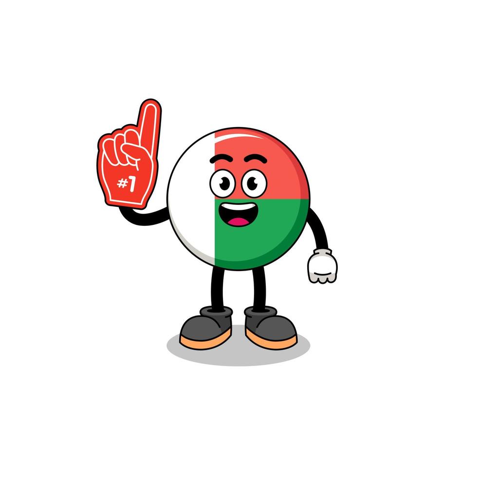 mascote dos desenhos animados da bandeira de madagascar número 1 fãs vetor