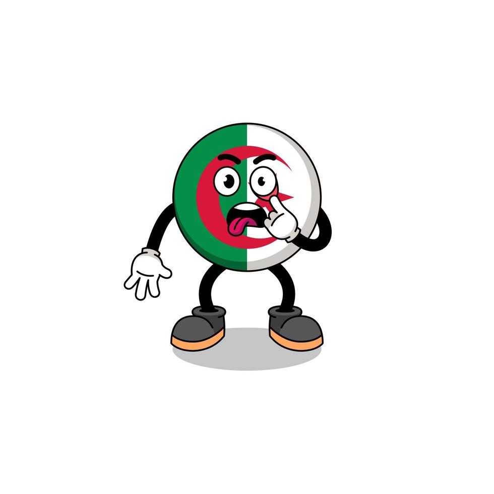 ilustração de personagem da bandeira da argélia com a língua de fora vetor