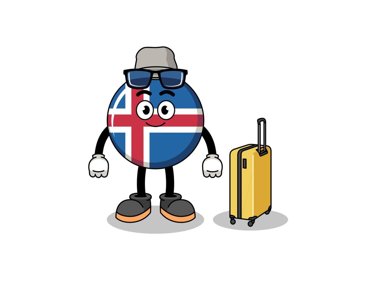 mascote da bandeira da islândia fazendo férias vetor