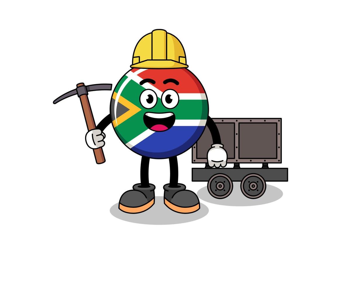 ilustração de mascote do mineiro de bandeira da áfrica do sul vetor