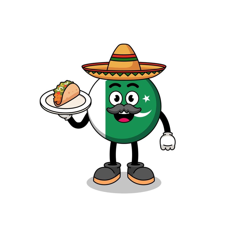 desenho de personagem da bandeira do Paquistão como chef mexicano vetor