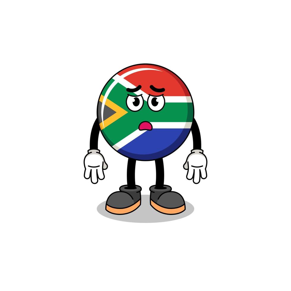 ilustração dos desenhos animados da bandeira da áfrica do sul com cara triste vetor