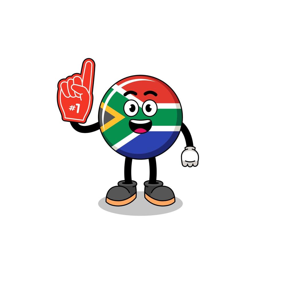 mascote dos desenhos animados dos fãs número 1 da bandeira da áfrica do sul vetor