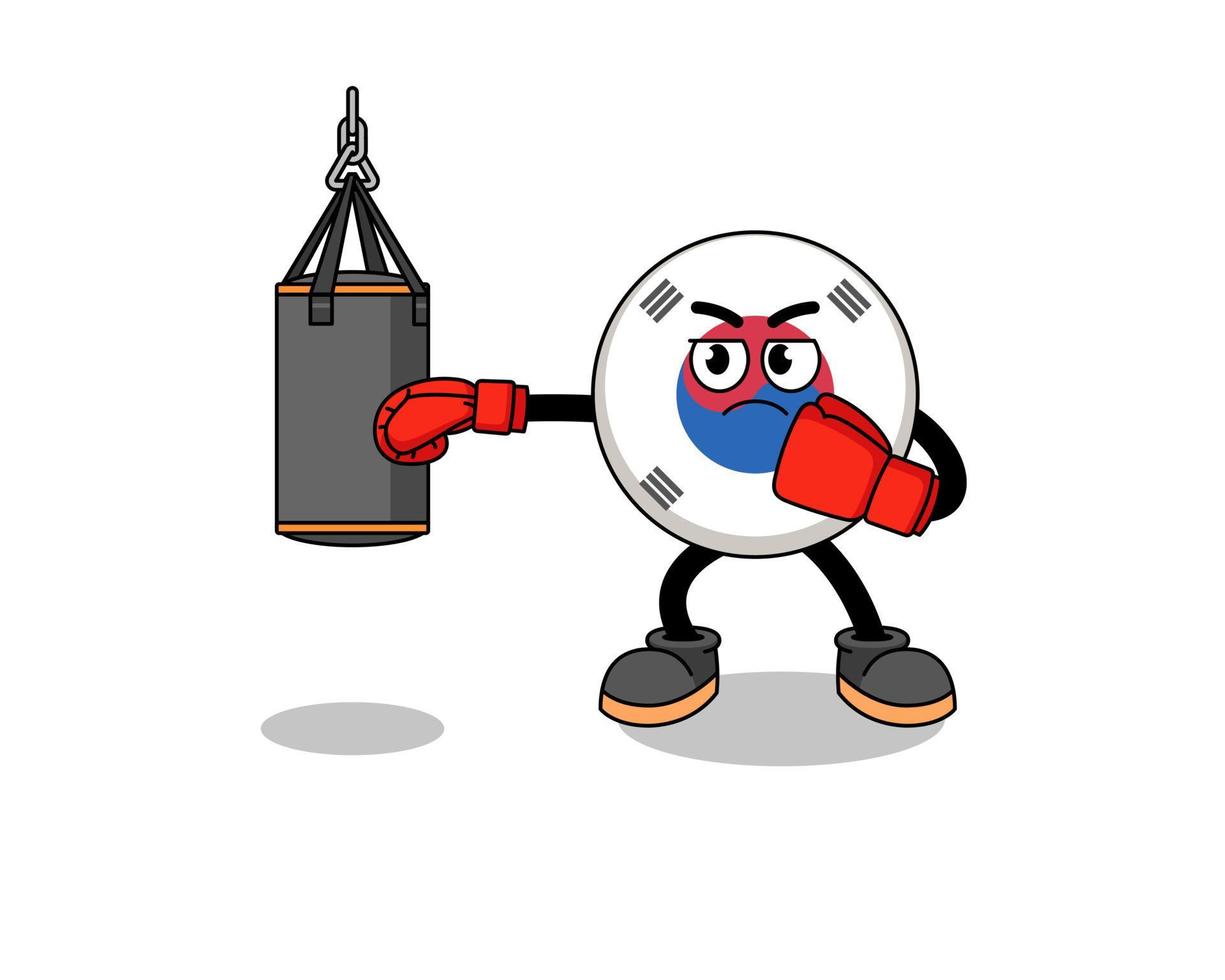 ilustração do boxeador da bandeira da coreia do sul vetor