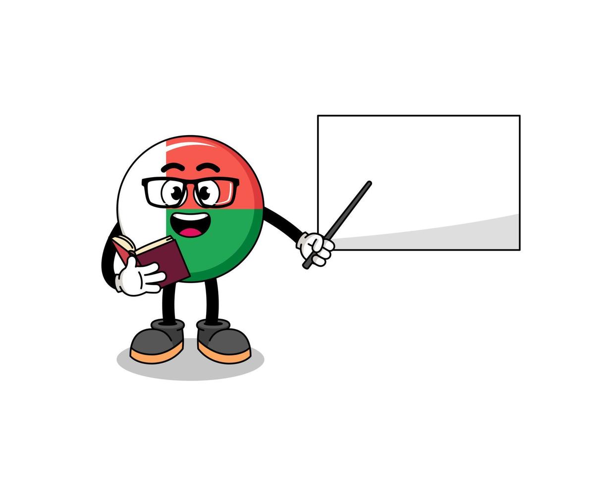 desenho de mascote do professor de bandeira de madagascar vetor