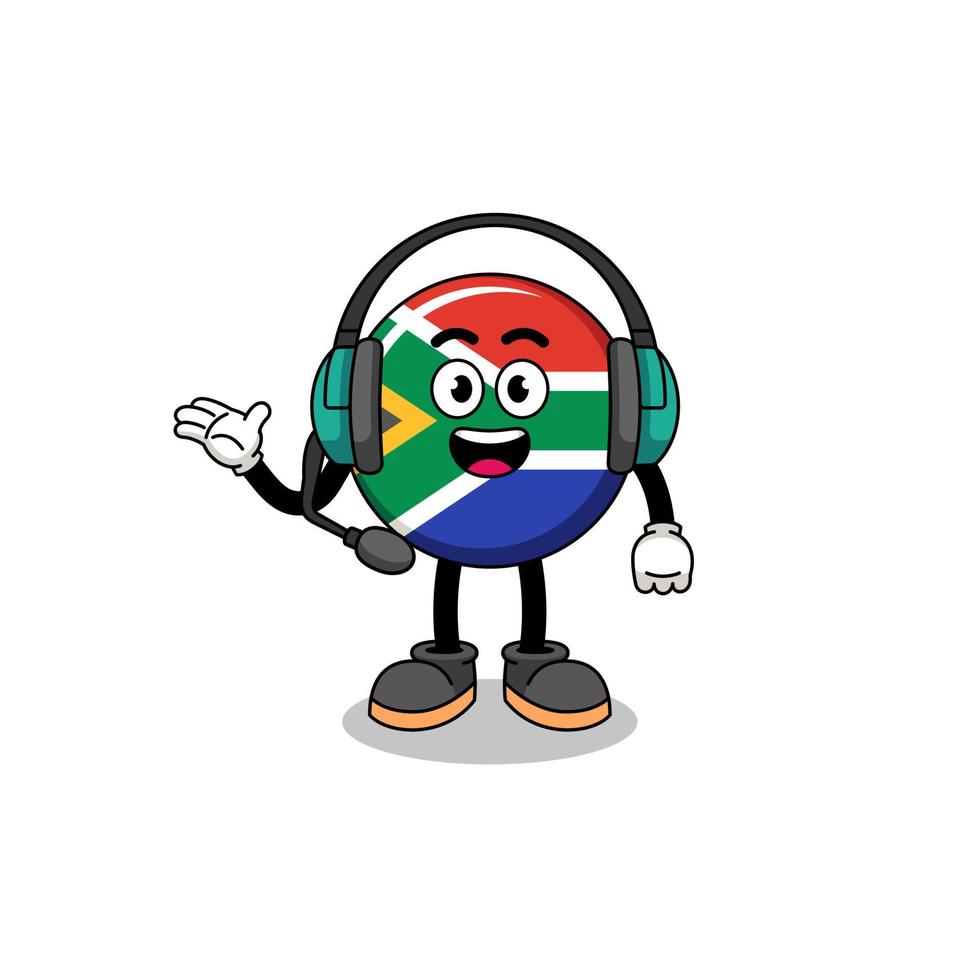 ilustração de mascote da bandeira da áfrica do sul como um serviço ao cliente vetor