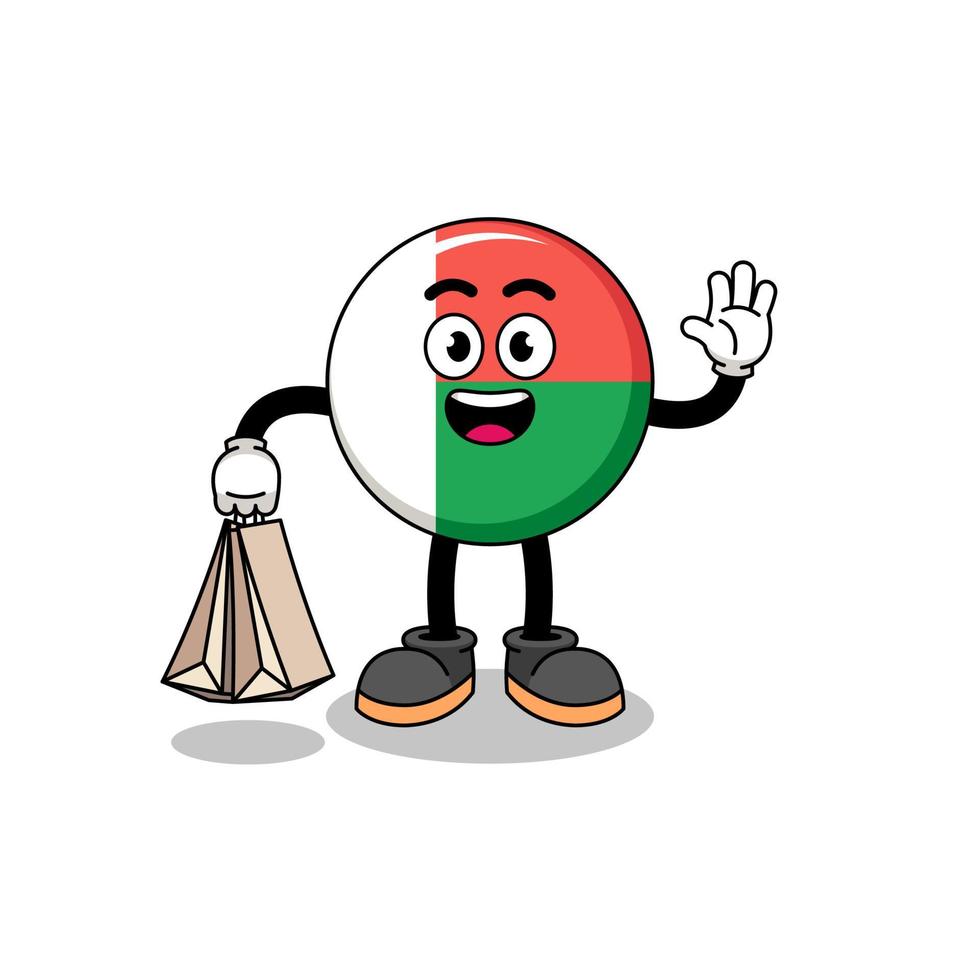desenhos animados de compras de bandeira de madagascar vetor