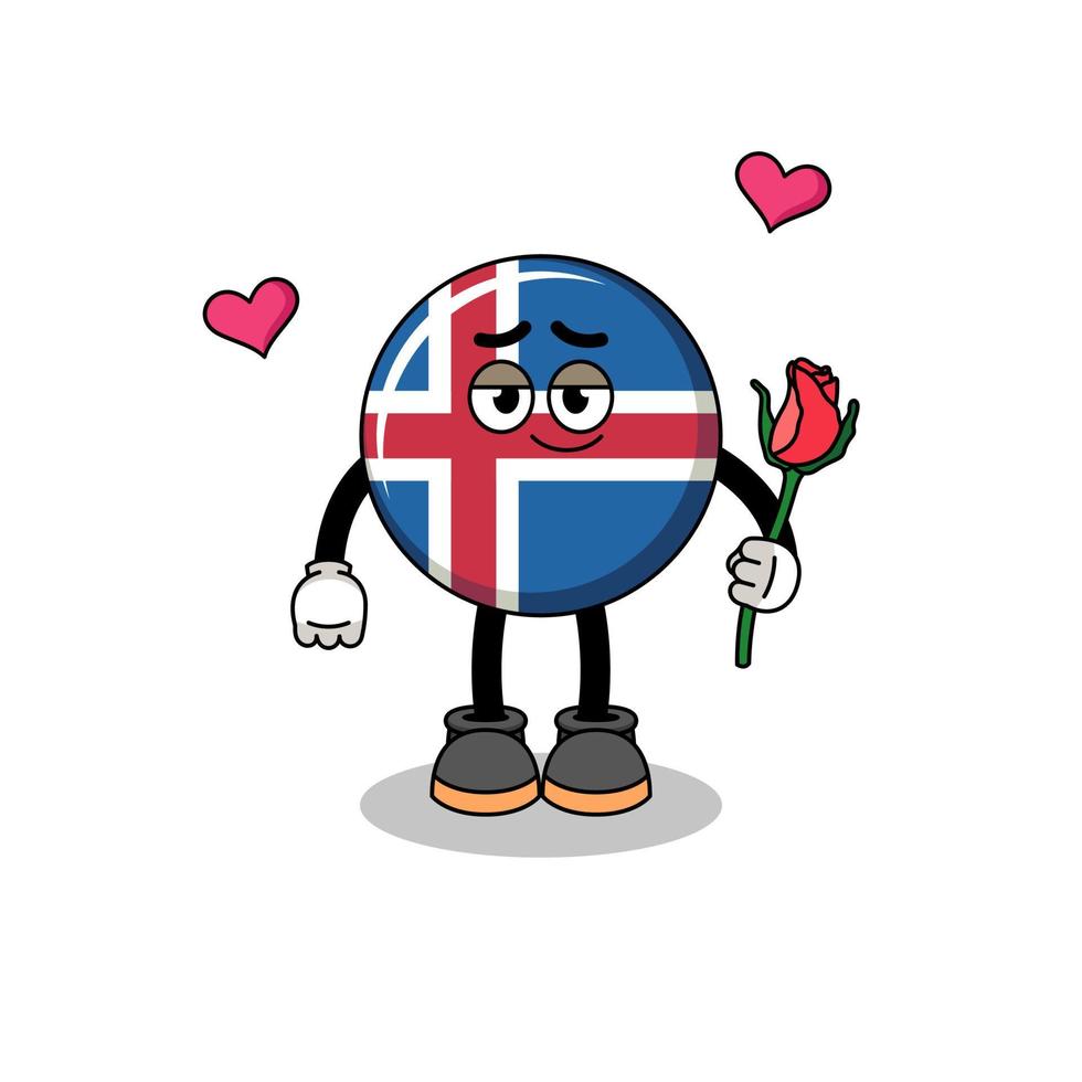 mascote da bandeira da islândia se apaixonando vetor