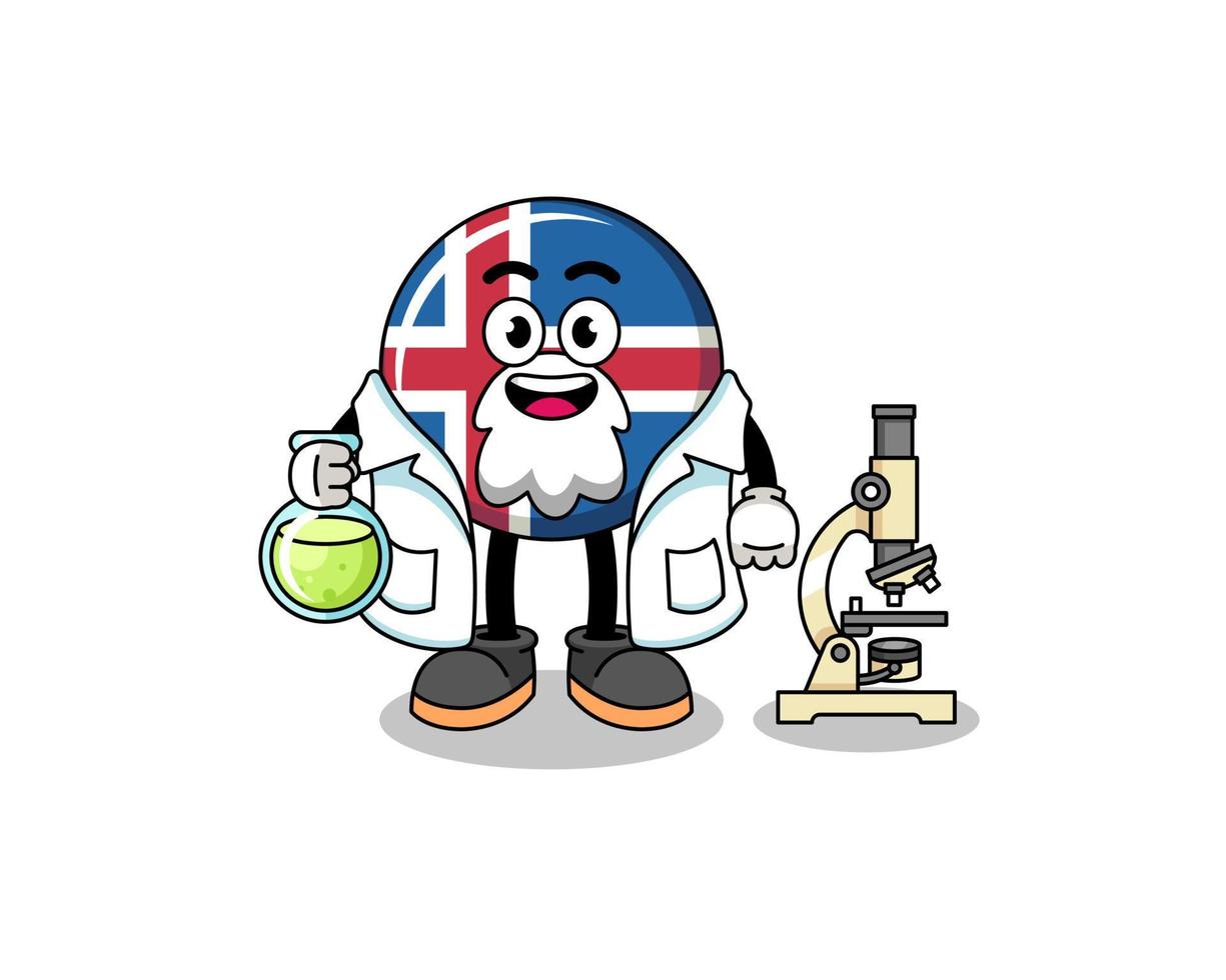 mascote da bandeira da Islândia como cientista vetor