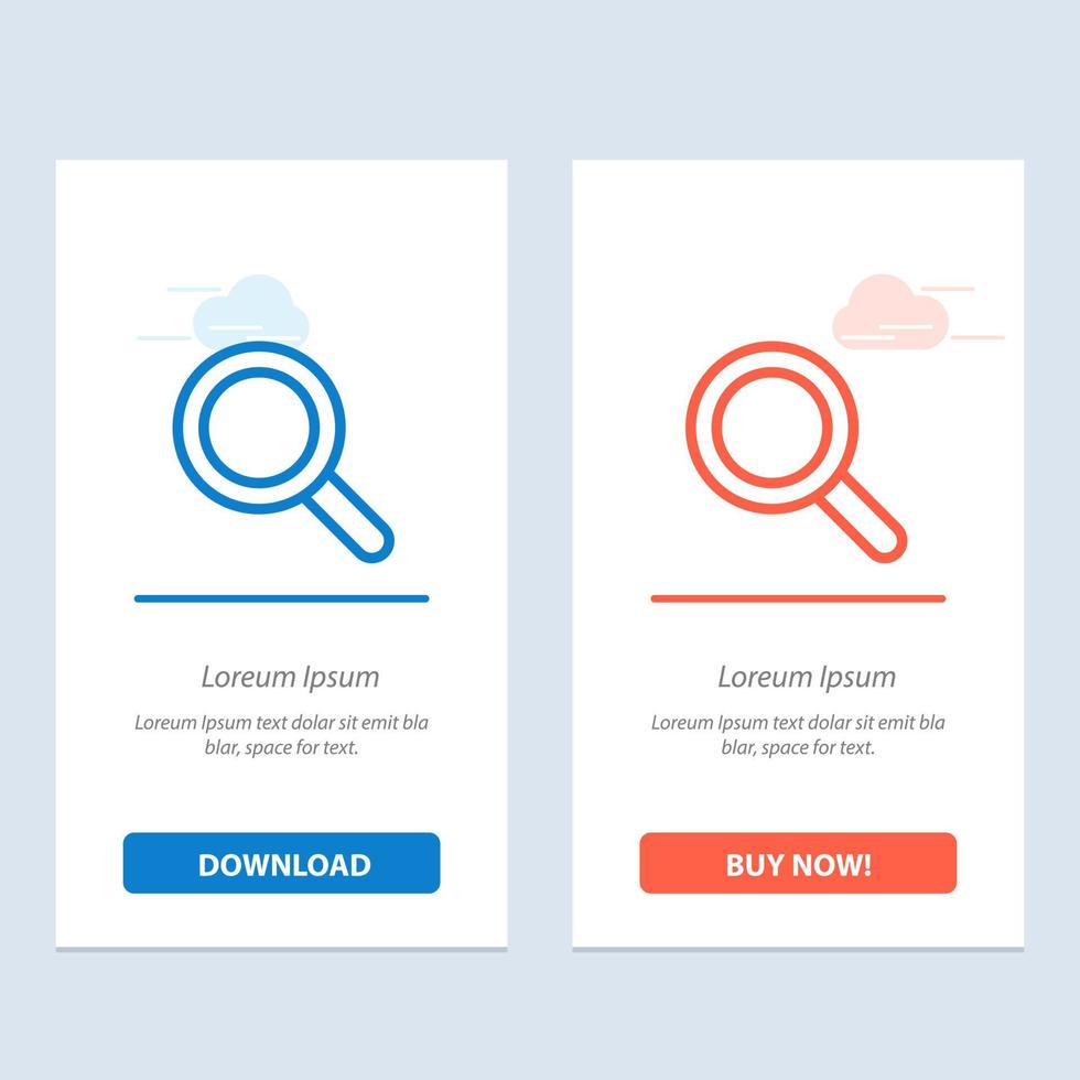 pesquisa de ampliação de olhar de vidro azul e vermelho baixe e compre agora modelo de cartão de widget da web vetor