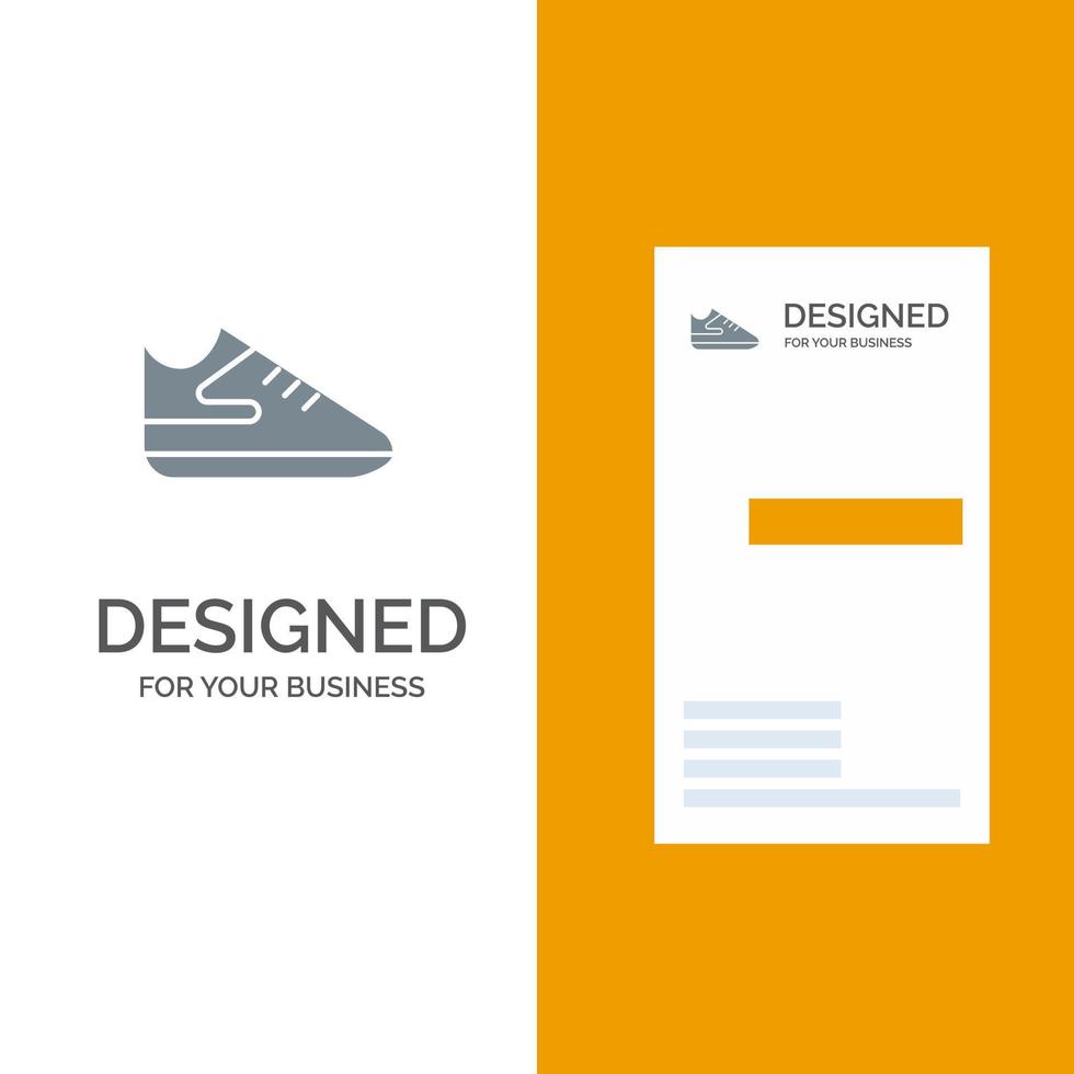design de logotipo esportivo cinza esportivo e modelo de cartão de visita de sapatos de exercício vetor