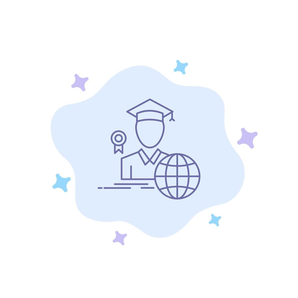 avatar de graduação erudito ícone azul no fundo abstrato da nuvem vetor