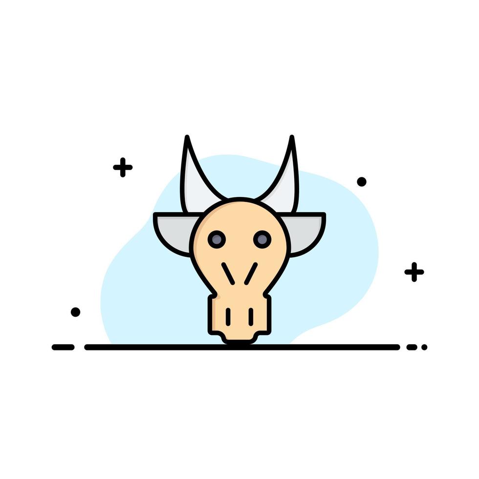 animais de adorno touro modelo de logotipo de negócios crânio indiano cor lisa vetor