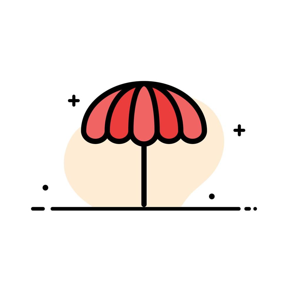 guarda-chuva de praia clima linha plana de negócios molhado modelo de banner de vetor de ícone