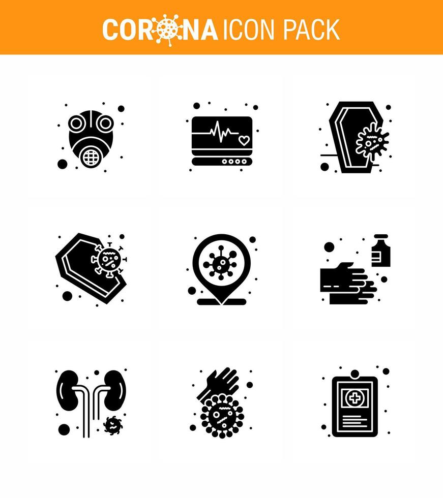 conjunto de ícones de prevenção de coronavírus 25 lugar de infecção azul coronavírus localização de monitor médico infecção viral coronavírus 2019nov doença vetor elementos de design