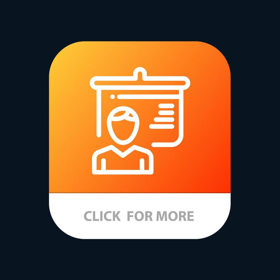 professor educação apresentação escola botão de aplicativo móvel android e ios linha versão vetor