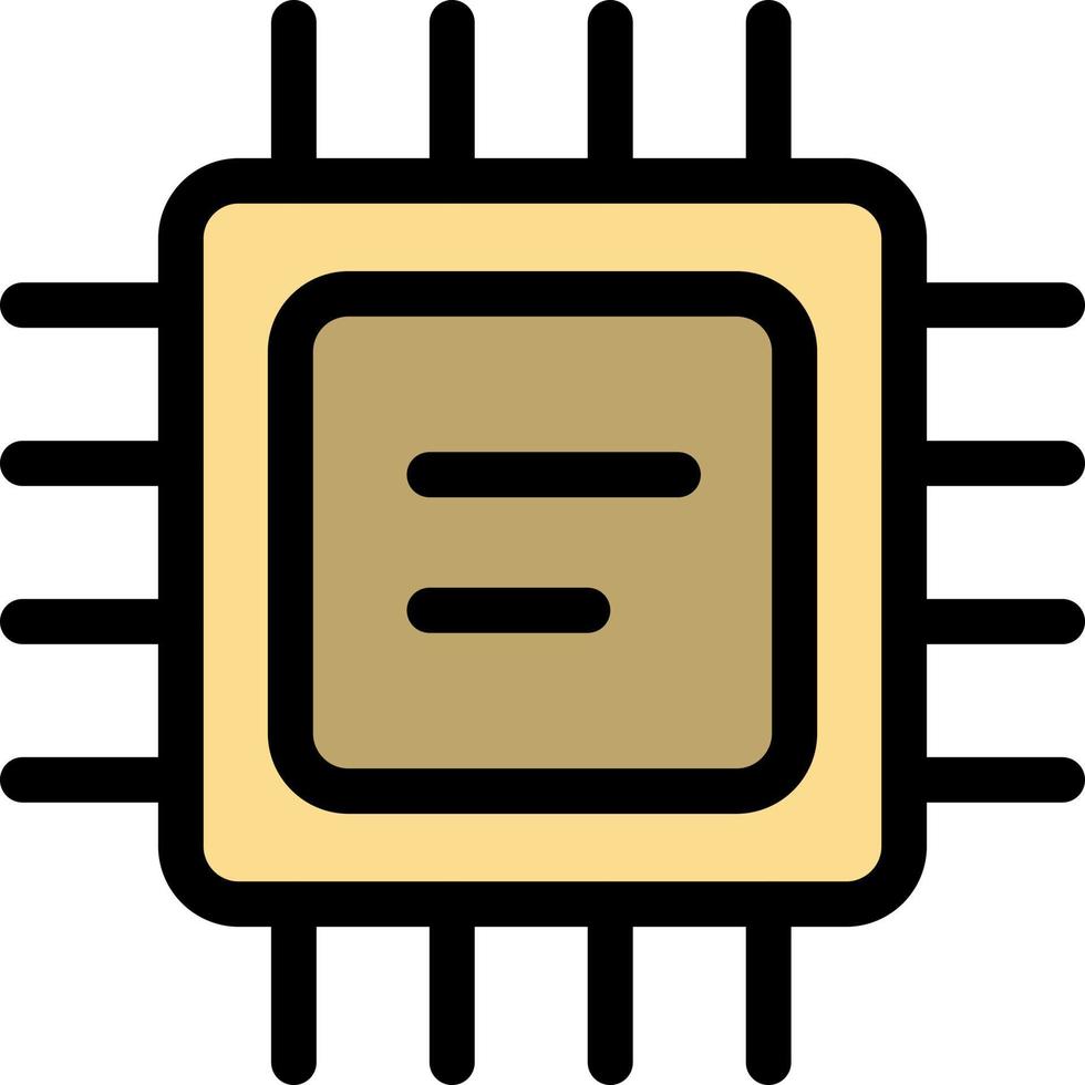 modelo de banner de ícone de vetor de ícone de cor plana de processador de microchip cpu
