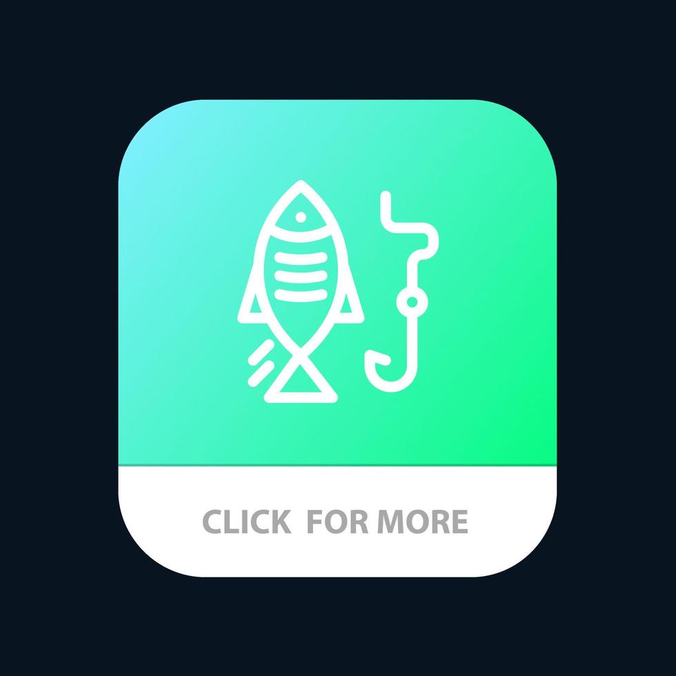 anzol de pesca botão de aplicativo móvel de caça versão de linha android e ios vetor