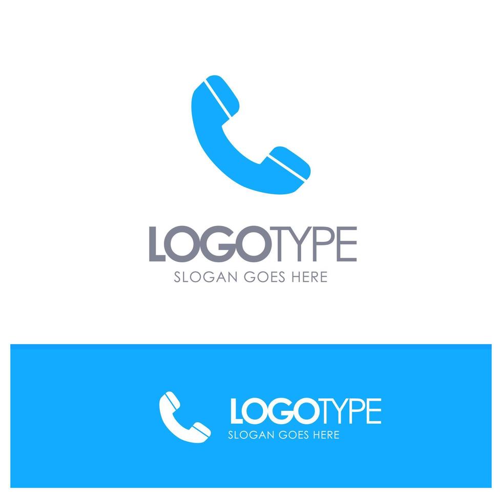 ligue para o logotipo sólido azul do telefone com lugar para o slogan vetor