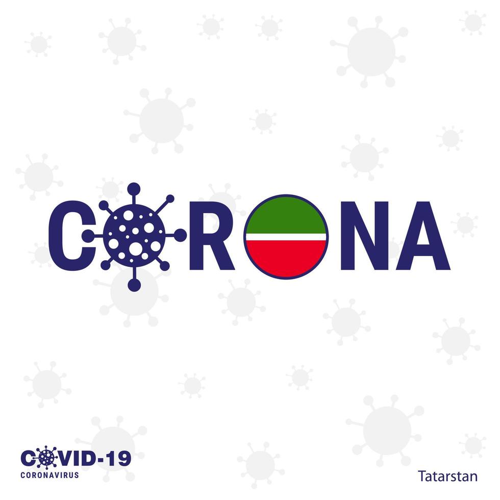 tipografia de coronavírus do tártaro covid19 bandeira do país fique em casa fique saudável cuide de sua própria saúde vetor