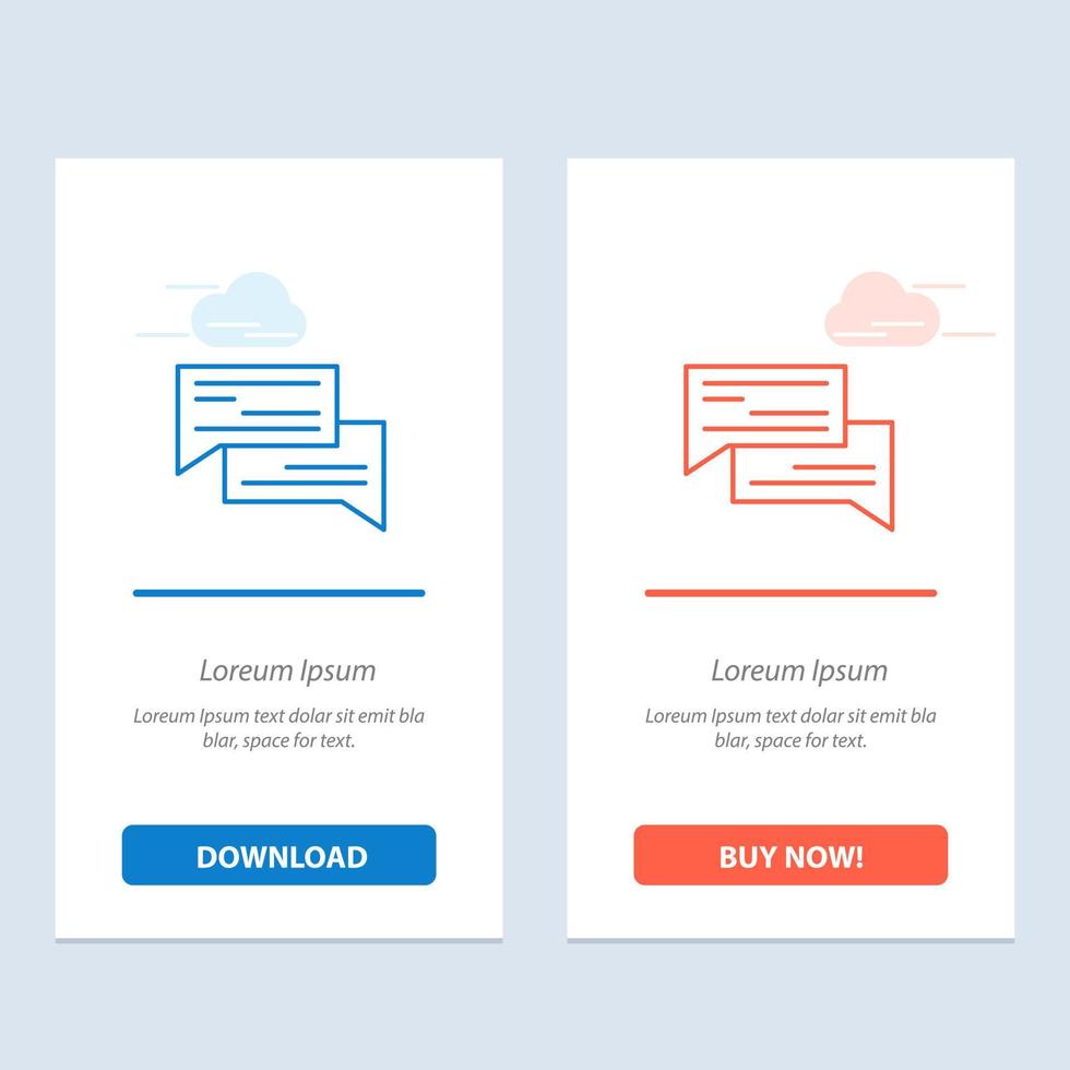 bate-papo bolha bolhas comunicação conversa social discurso azul e vermelho baixe e compre agora modelo de cartão de widget da web vetor