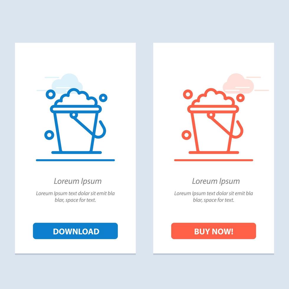 balde de limpeza do chão em casa azul e vermelho baixe e compre agora modelo de cartão de widget da web vetor