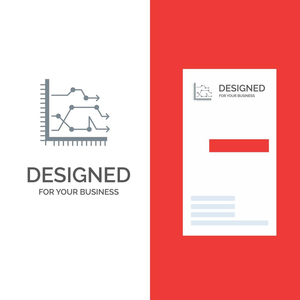 tendências de gráfico de diagrama de gráfico de negócios de análise design de logotipo cinza e modelo de cartão de visita vetor