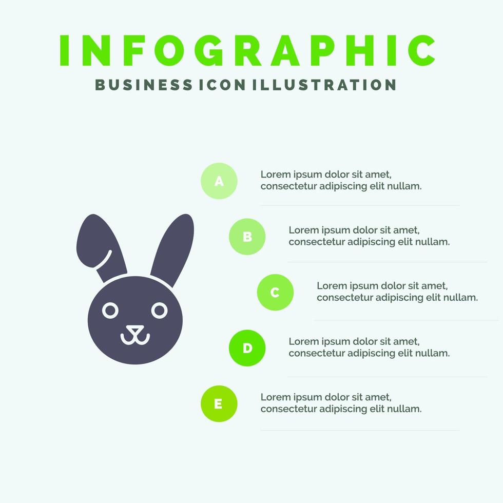 coelhinho da páscoa coelho ícone sólido infográficos 5 passos fundo de apresentação vetor