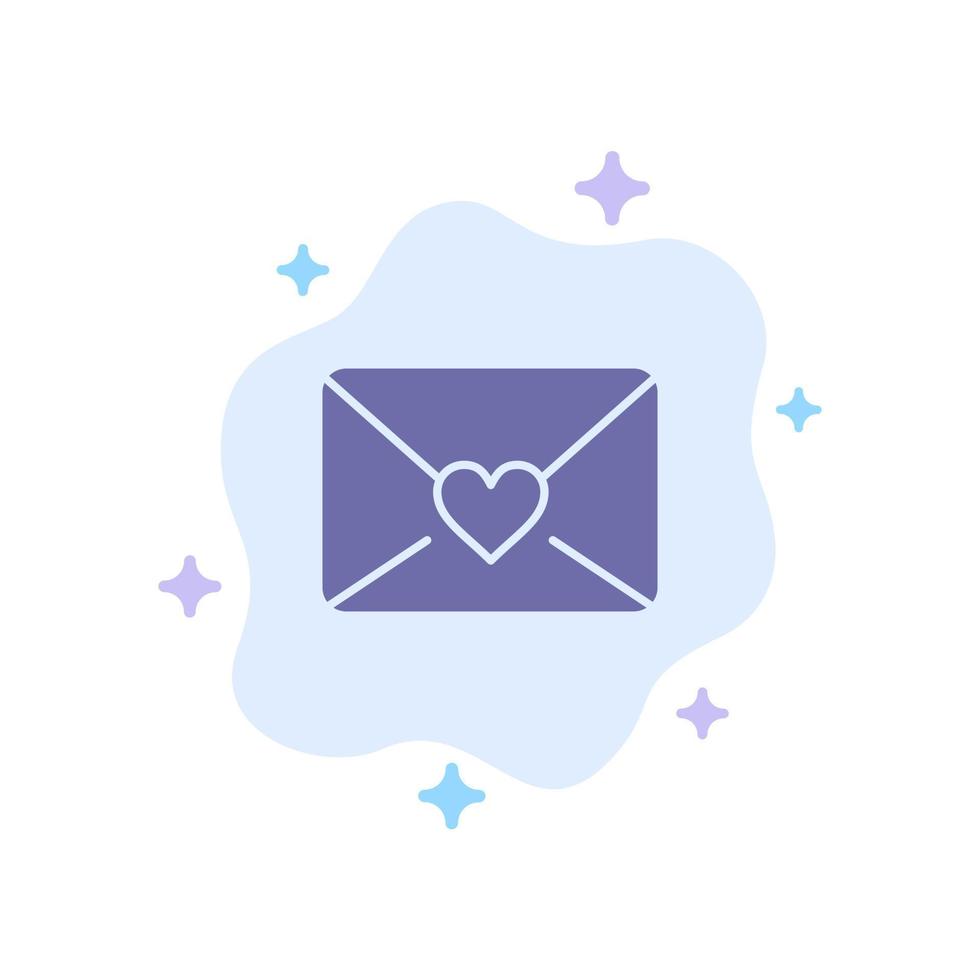 e-mail amor coração ícone azul no fundo da nuvem abstrata vetor