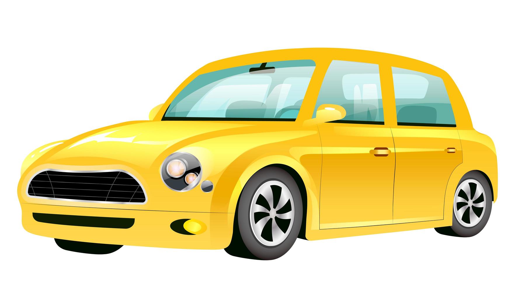 ilustração em vetor desenho animado mini carro amarelo