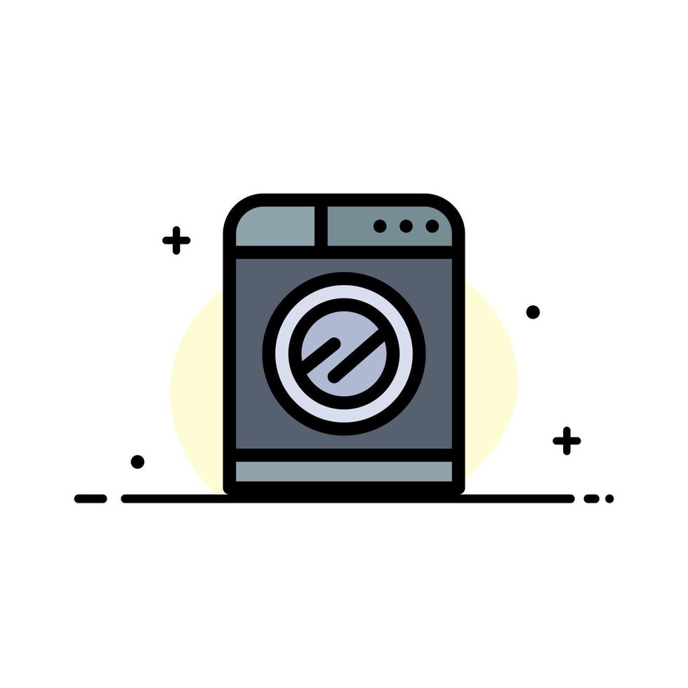 tecnologia de máquina lavagem modelo de banner de vetor de ícone cheio de linha plana de negócios de lavagem