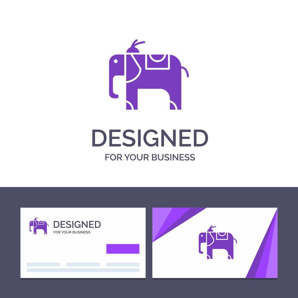 cartão de visita criativo e modelo de logotipo ilustração em vetor animal elefante