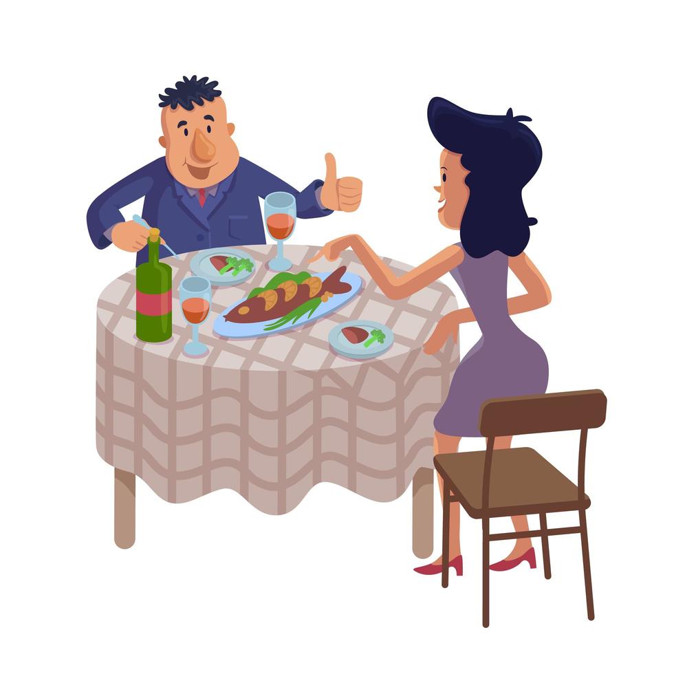 casal comendo comida caseira ilustração vetorial plana dos desenhos animados vetor