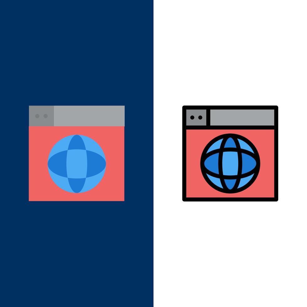 web design internet globo mundo ícones plano e conjunto de ícones cheios de linha vector fundo azul