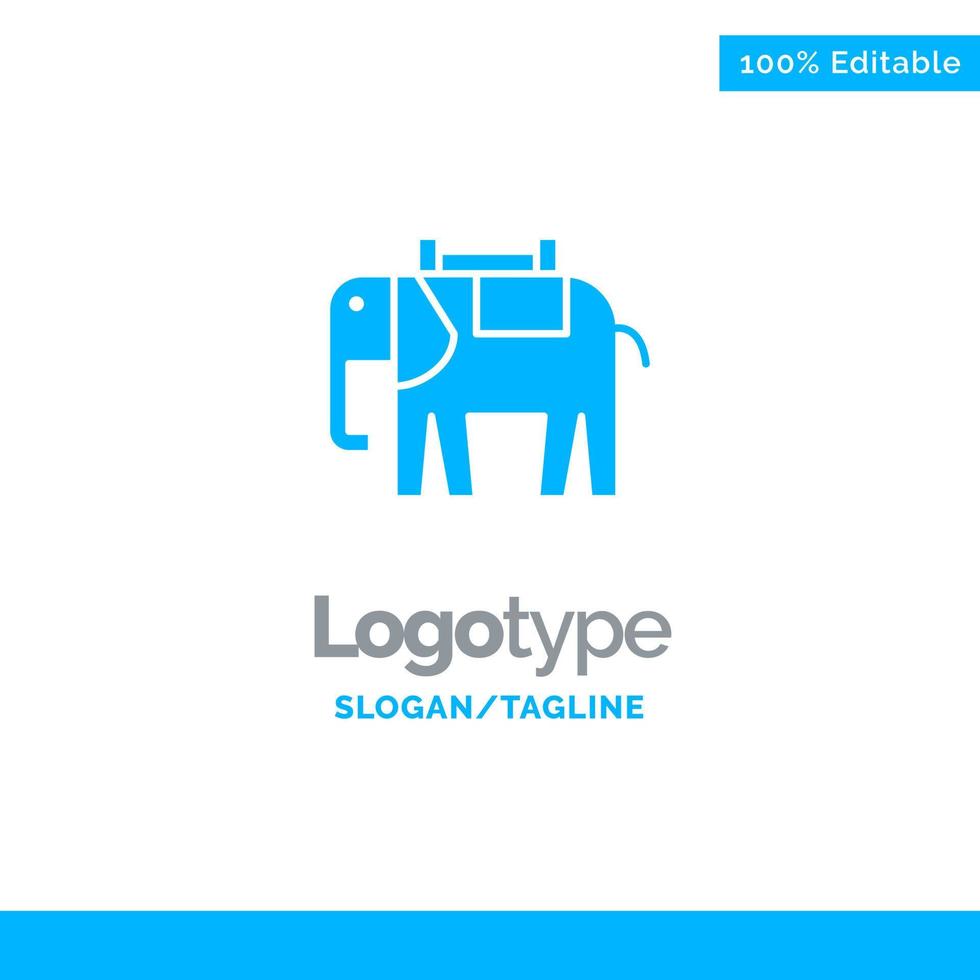 África animal elefante azul indiano modelo de logotipo sólido lugar para tagline vetor