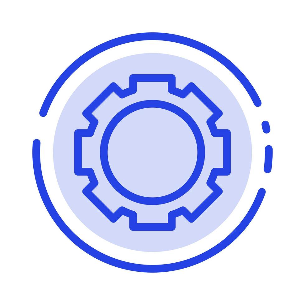 configuração de engrenagem instagram ícone de linha pontilhada azul vetor